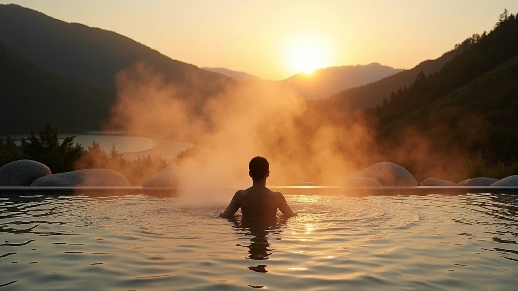 Privater Freiluft-Onsen in Gero zur goldenen Stunde mit Bergblick