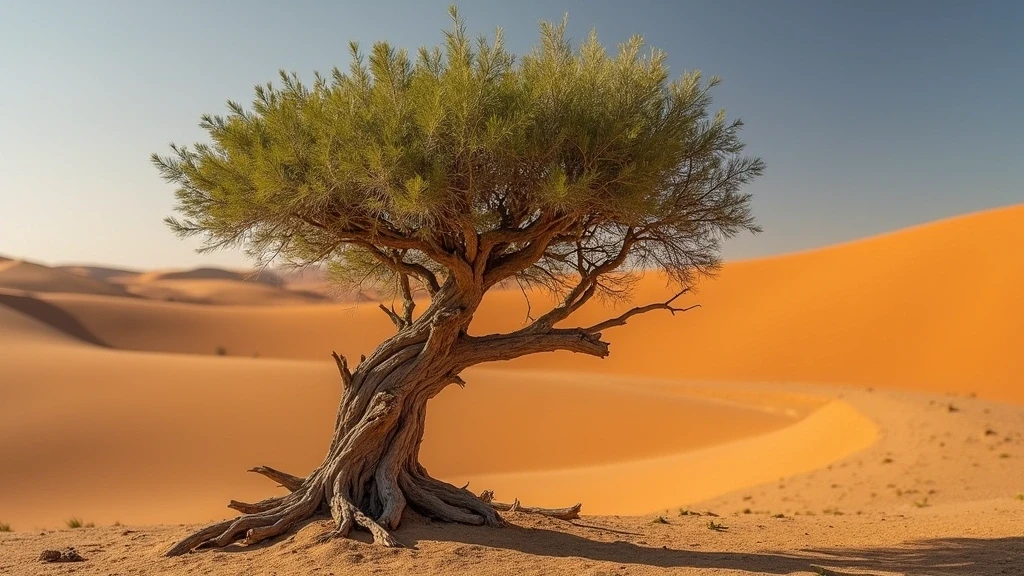 Detailaufnahme der Rinde eines seltenen Saxaul-Baumes in der Gobi-Wüste, Mongolei