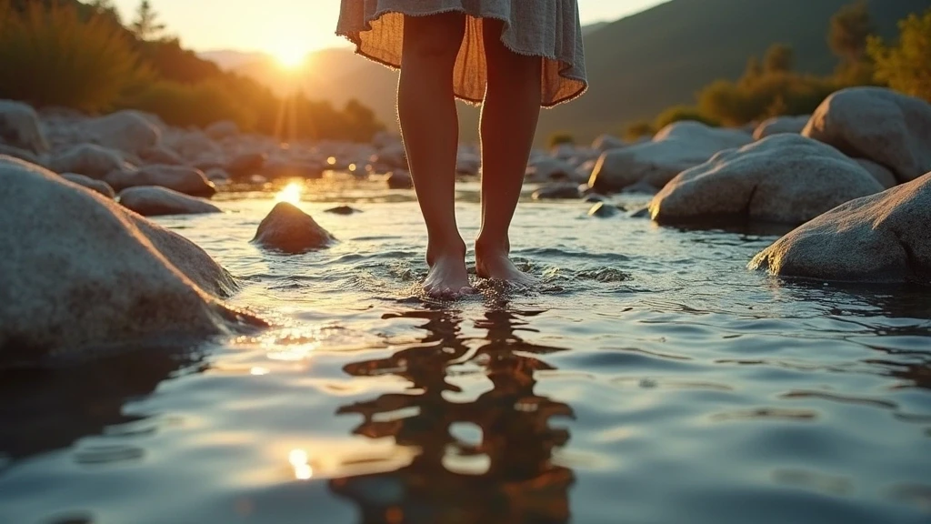 Barefoot Luxury Erlebnis im Terelj Fluss zur goldenen Stunde im Gorkhi-Terelj Nationalpark
