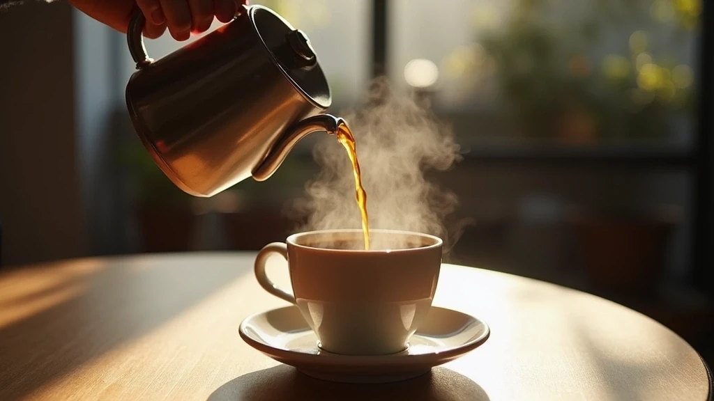Artisan-Kaffee wird in eine Keramiktasse in einem versteckten Gothenburger Hofcafé gegossen