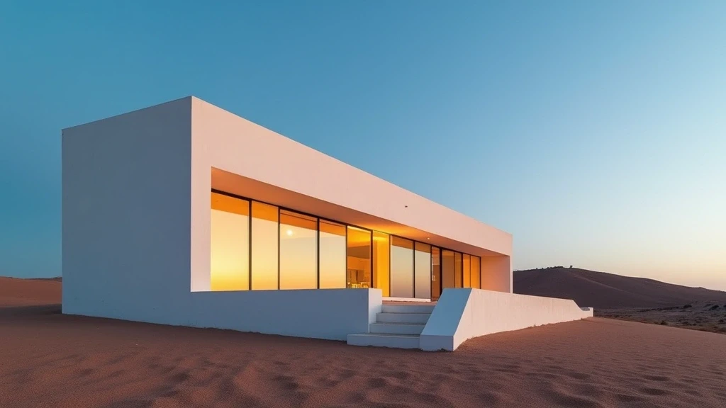 Minimalistische Architektur des Observatoriums in den Sandduenen von Gran Canaria