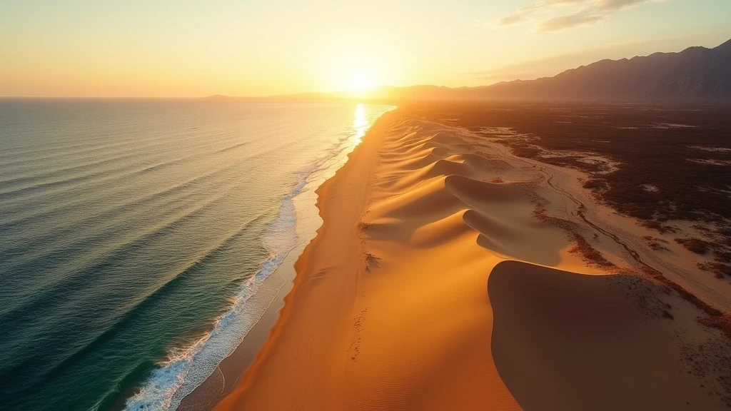 Dramatische Luftaufnahme der Maspalomas-Dünen in Gran Canaria zur goldenen Stunde