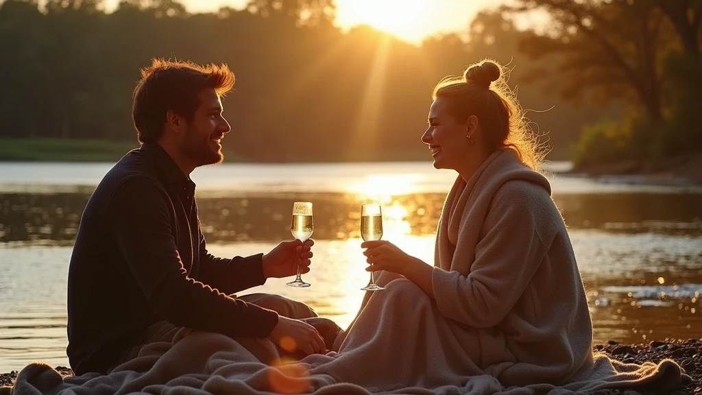 Paar geniesst barefoot luxury am Ufer des Flusses Spey in Grantown-on-Spey