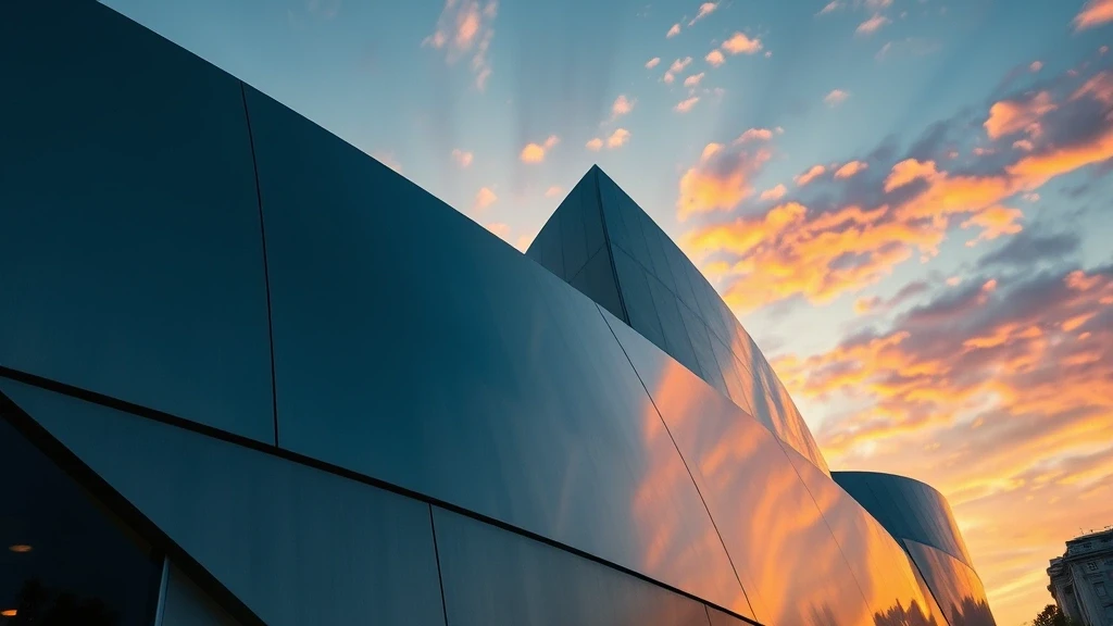 Futuristische Fassade des Kunsthauses Graz bei Sonnenuntergang