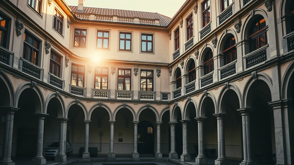 Renaissance-Innenhof des Landhauses Graz zur goldenen Stunde