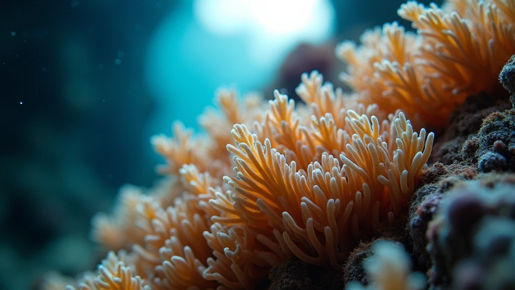 Makroaufnahme von Korallenpolypen an den Höhlenwaenden im Great Barrier Reef