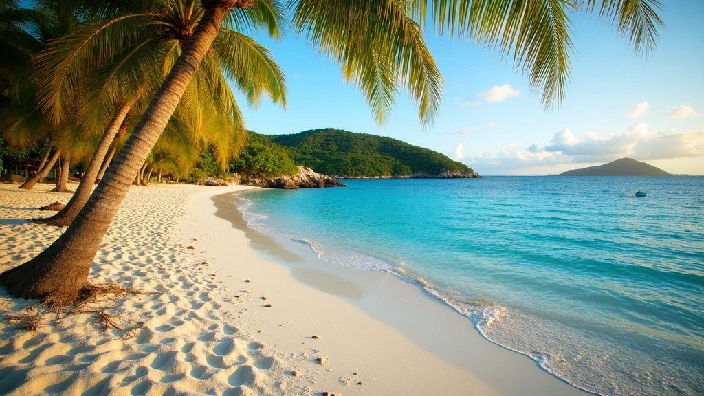 Panoramablick auf den Saltwhistle Bay Strand auf Mayreau Insel in Grenadinen