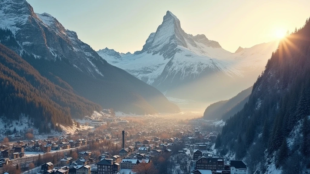 Luftaufnahme des Eiger Nordwands und Jungfrau Massivs in Grindelwald zur goldenen Stunde