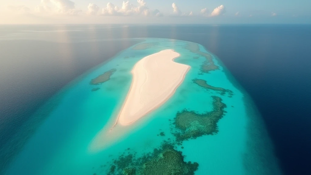 Luftaufnahme der einzigartigen Sandbankformation von Guraidhoo, Malediven, zur goldenen Stunde