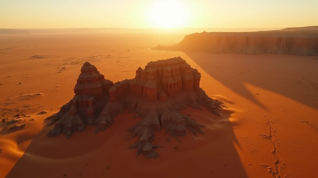 Luftaufnahme der weiten Wuestenlandschaft von Helmeringhausen in Namibia zur goldenen Stunde