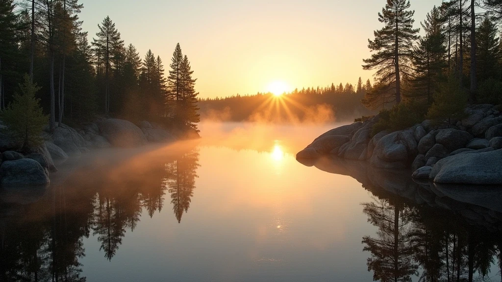 Goldene Stunde im Nuuksio Nationalpark bei Helsinki mit Seen und Fichtenwäldern