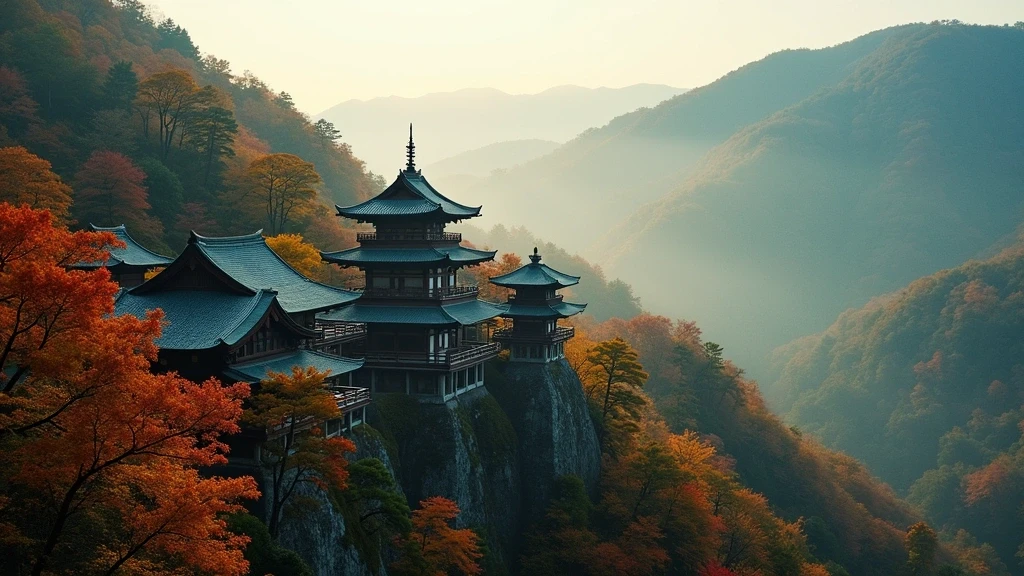 Luftaufnahme des Kiyomizu-dera Tempels in Higashiyama zur goldenen Stunde mit Herbstlaub