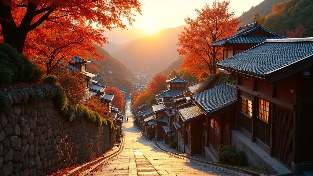 Panorama der historischen Strassen Ninenzaka und Sannenzaka in Higashiyama bei Sonnenuntergang