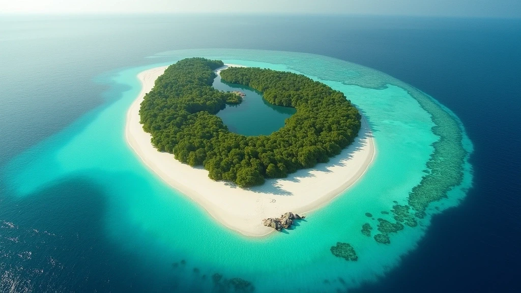 Luftaufnahme der einzigartigen hufeisenförmigen Sandbank von Himmafushi, Malediven zur goldenen Stunde