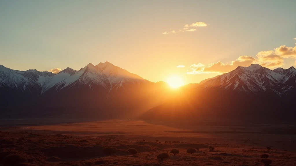 Panoramablick auf den Sonnenuntergang hinter den schneebedeckten Huaytapallana-Bergen in Huancayo, Peru