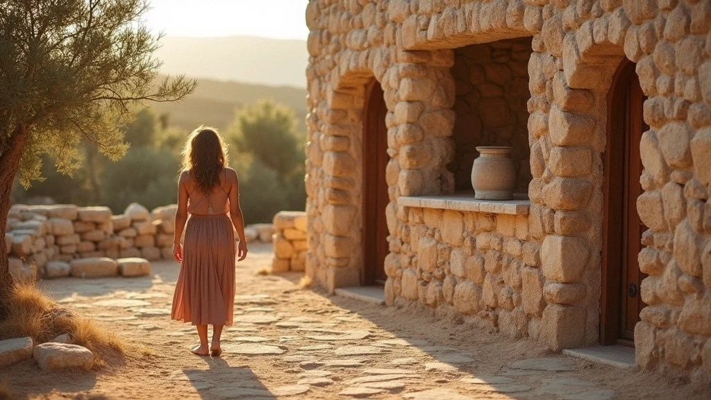 Lokale Führerin zeigt traditionelle Trockensteinbau-Techniken an einer restaurierten Finca an Ibizas Nordküste