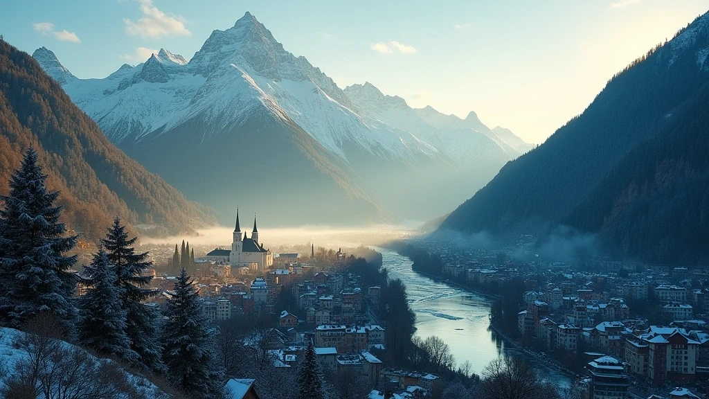 Luftaufnahme von Innsbruck mit Nordkette und Altstadt zur goldenen Stunde in Österreich
