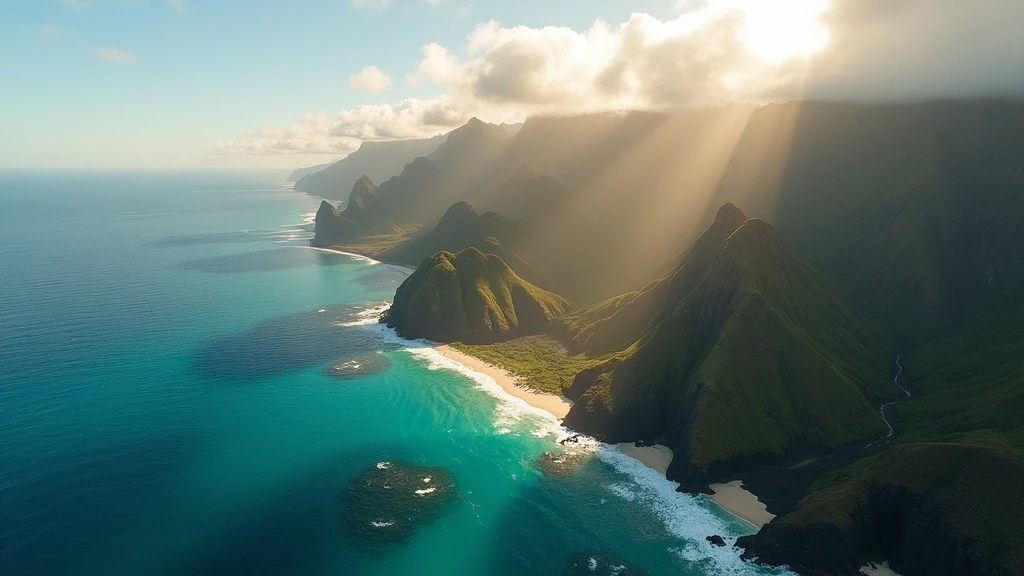 Dramatische Luftaufnahme der vulkanischen Inselkette von Island, Island zur goldenen Stunde