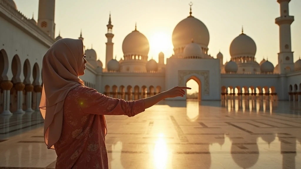 Lokale Fuehrerin erklaert die Istiqlal Moschee in Jakarta