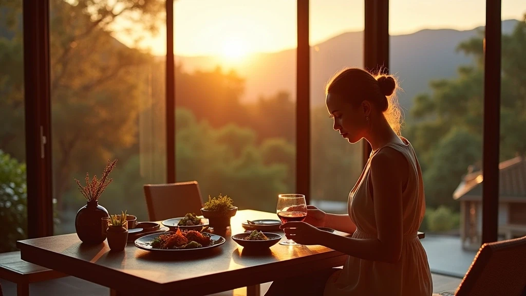 Kaiseki-Menue in exklusivem Ryokan in Hakone, Japan bei Sonnenuntergang
