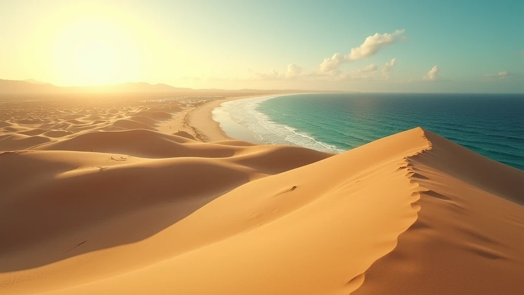 Panoramablick auf die Maspalomas-Duenen in Gran Canaria zur goldenen Stunde