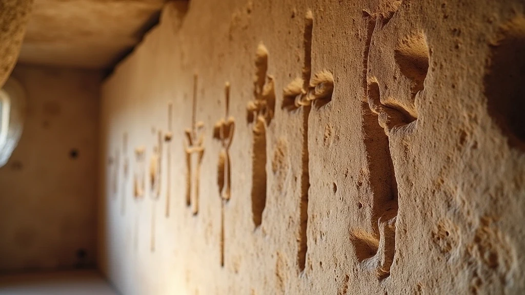 Antike christliche Symbole und Fresken in den Katakomben der Giordani in Italien, Detailaufnahme