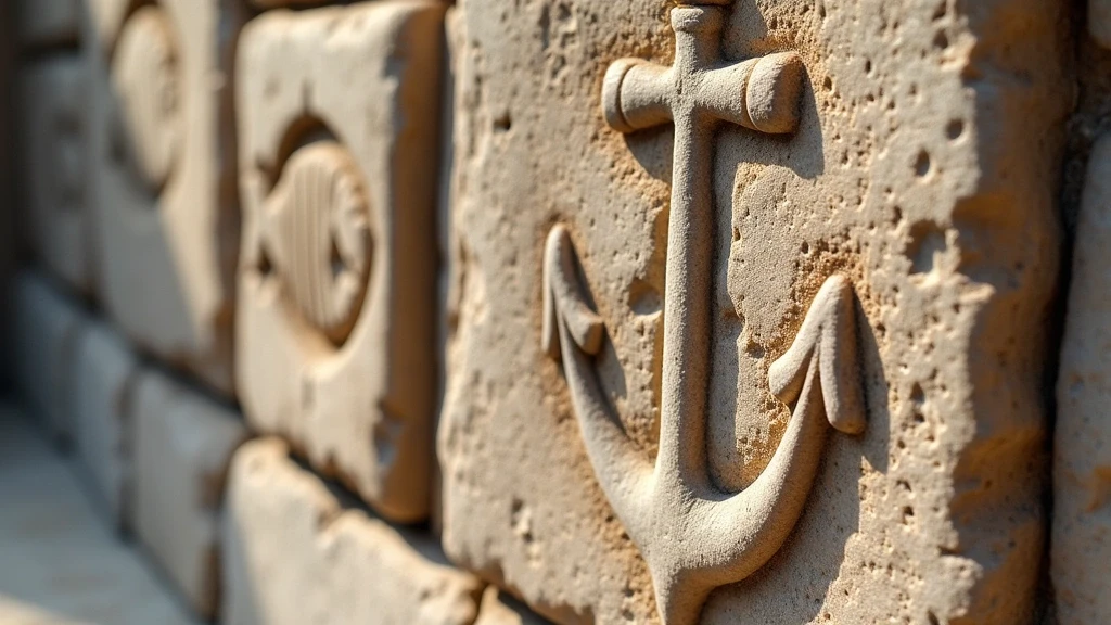 Nahaufnahme antiker christlicher Symbole in den Katakomben von Domitilla, Italien