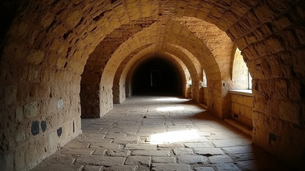 Panoramaansicht der unterirdischen Galerien in den Katakomben von Domitilla, Italien