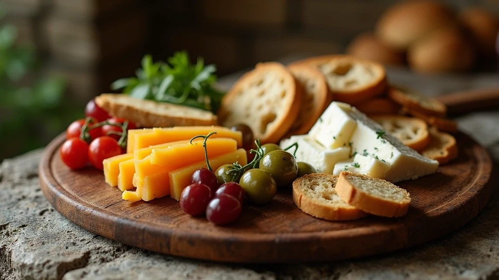 Traditionelle italienische Antipasti in den Katakomben von Novaziano, Nahaufnahme