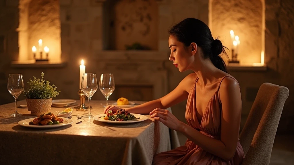 Elegantes Abendessen in den Katakomben von San Sebastiano Italien mit traditioneller roemischer Kueche