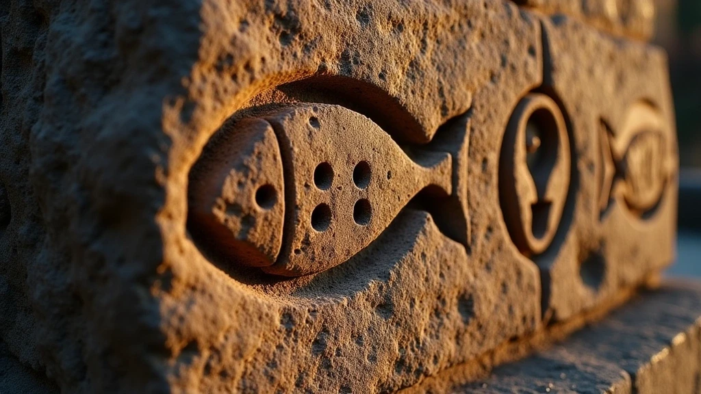Detailaufnahme antiker christlicher Symbole in den Katakomben von Trasone