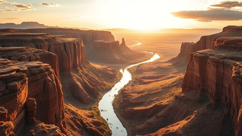 Dramatische Luftaufnahme der roten Sandsteinschluchten im Kimberley Explorer, Australien zur goldenen Stunde