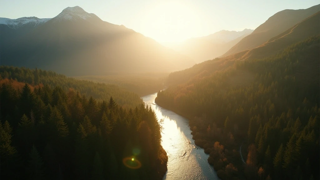 Luftaufnahme der Cairngorms-Berge und des River Spey in Kingussie zur goldenen Stunde