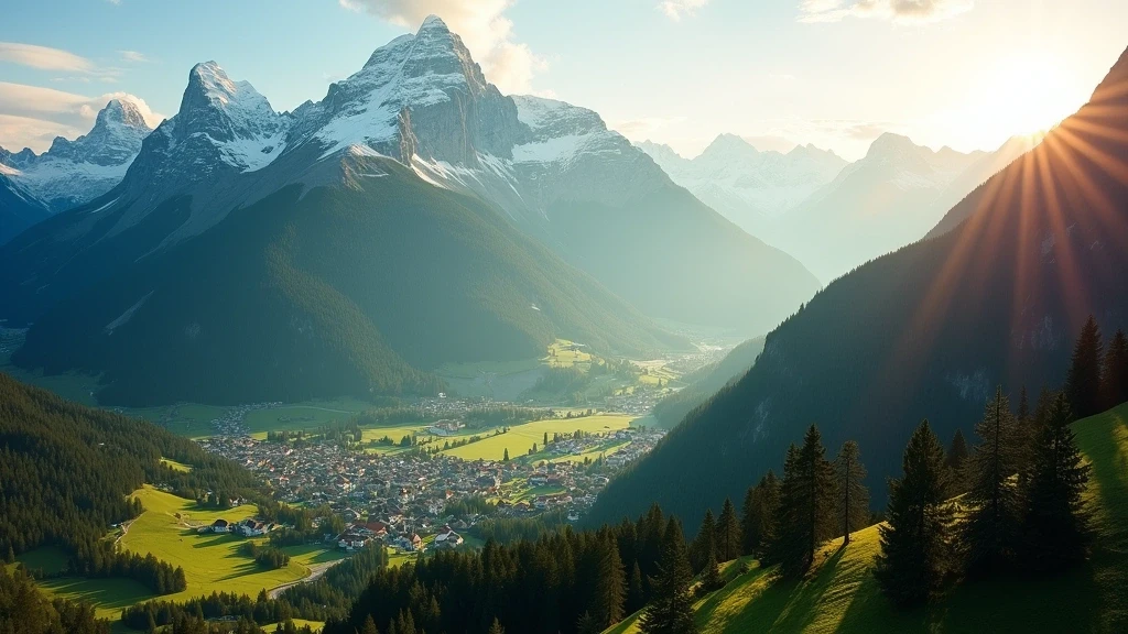 Luftaufnahme der Kitzbüheler Alpen mit Kitzbüheler Horn und Hahnenkamm zur goldenen Stunde in Österreich