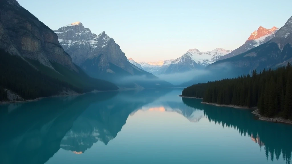 Luftaufnahme des Kathleen Sees im Kluane Nationalpark mit Bergspiegelungen im Morgenlicht