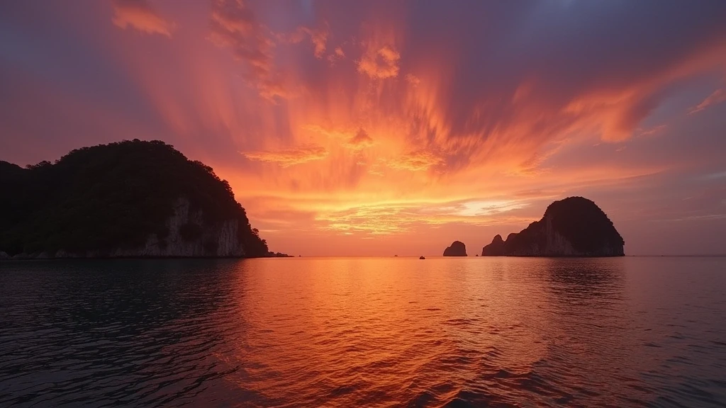 Sonnenuntergang ueber den Hin Ta und Hin Yai Felsformationen in Ko Samui, Thailand