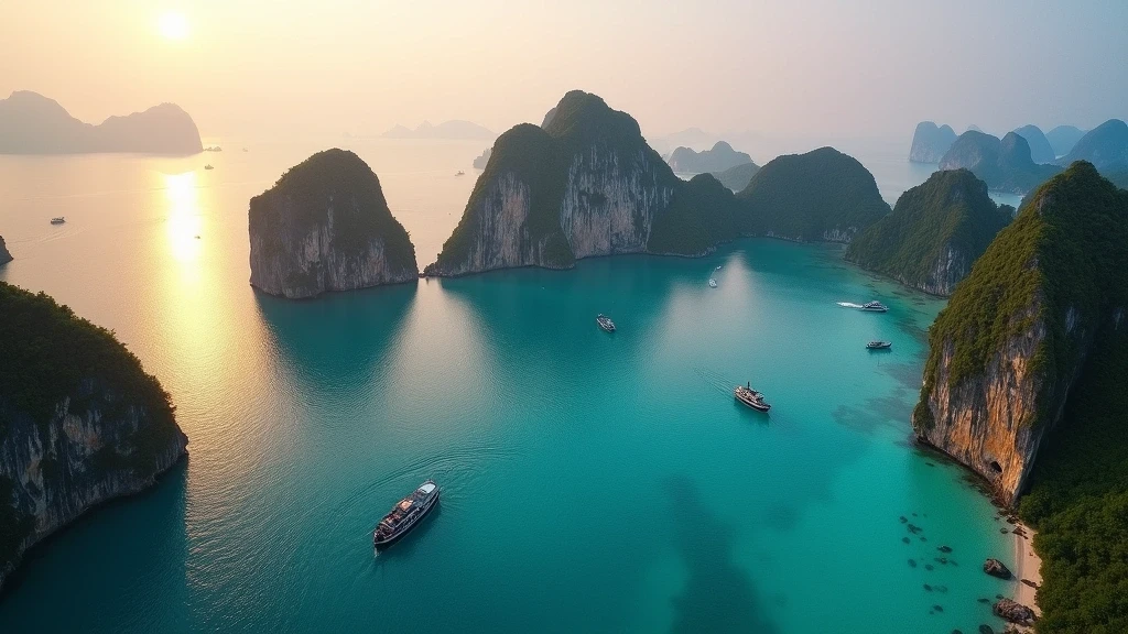Panoramablick auf die Vier Inseln in Krabi zur goldenen Stunde