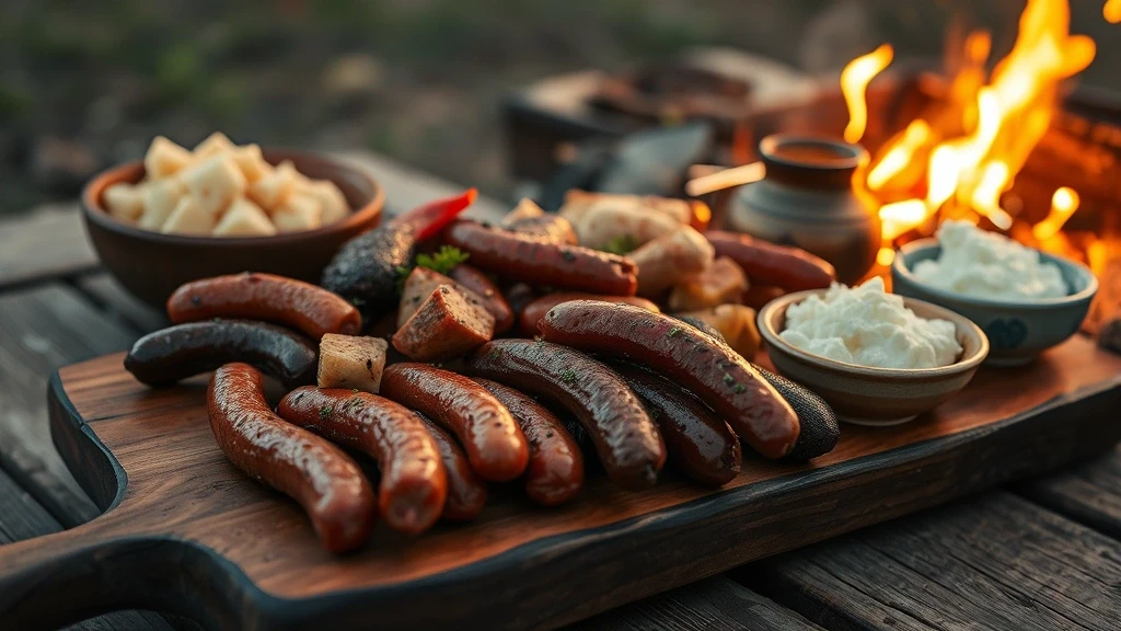 Traditionelles südafrikanisches Braai-Essen im Krüger Nationalpark mit kunstvoller Präsentation
