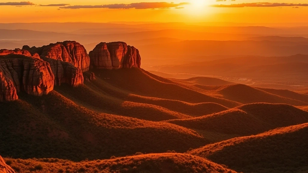 Goldene Stunde auf den Lebombo Bergen im Krüger Nationalpark mit Panoramablick