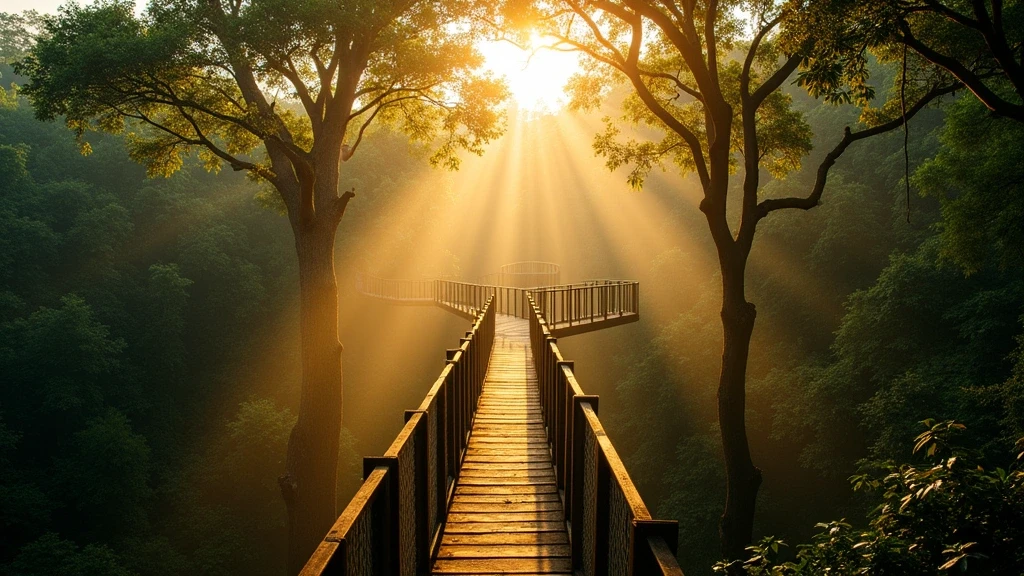 Goldene Stunde im KL Forest Eco Park mit Baumkronenweg und tropischem Regenwald in Kuala Lumpur