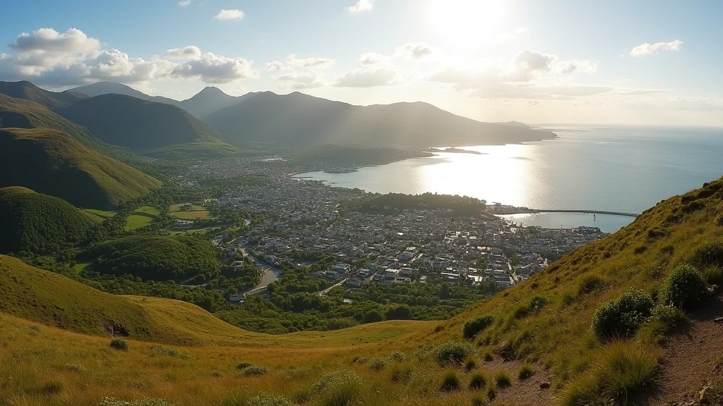 Panoramablick auf das Dorf Kyle of Lochalsh und die schottischen Highlands zur goldenen Stunde