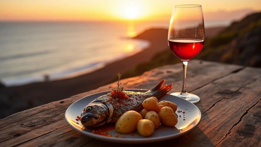 Traditionelle kanarische Küche mit Meerblick in La Palma Küsten-Sternwarte, Spanien