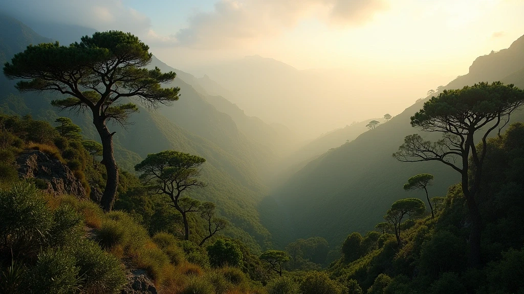 Panoramablick vom Mirador de la Cumbrecita auf den Lorbeerwald Los Tilos auf La Palma
