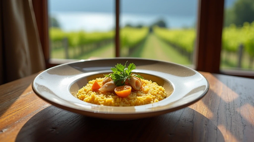 Handgemachtes Risotto al Pesce Persico aus Lago di Como in Keramikschuessel in Italien