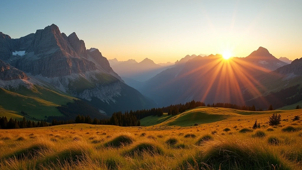Panoramablick auf die Arlberg-Bergkette bei Sonnenuntergang in Lech Zürs