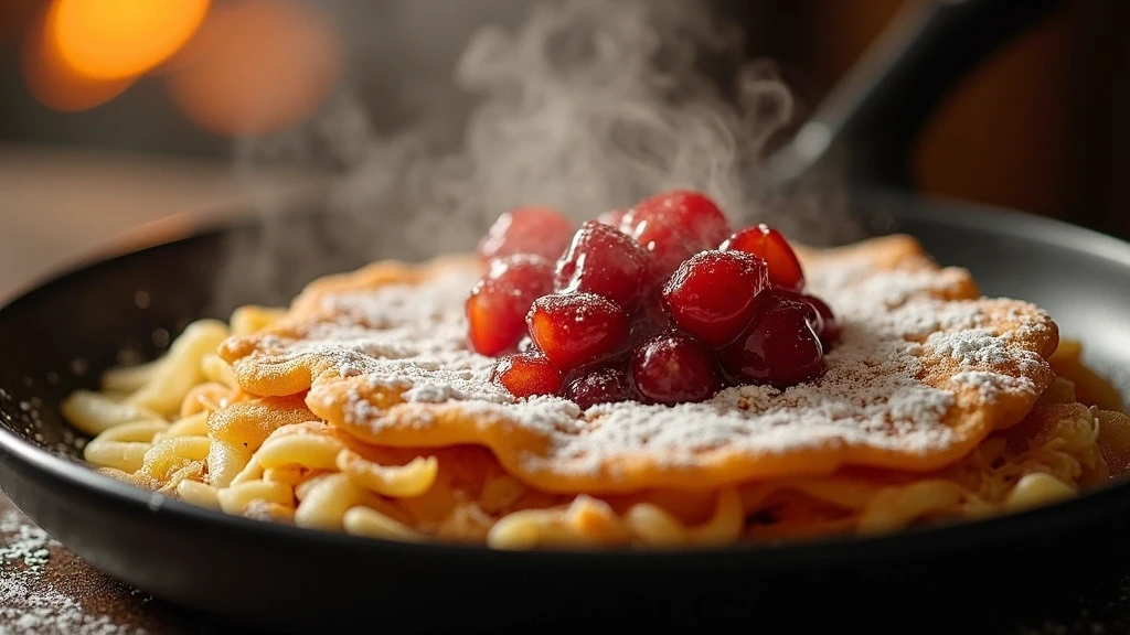 Traditioneller Kaiserschmarrn wird in Chalet-Küche in Lech Zürs zubereitet