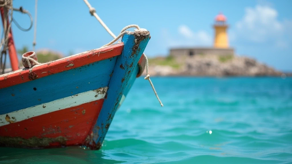Traditionelles venezolanisches Fischerboot im Hafen von Gran Roque, Los Roques