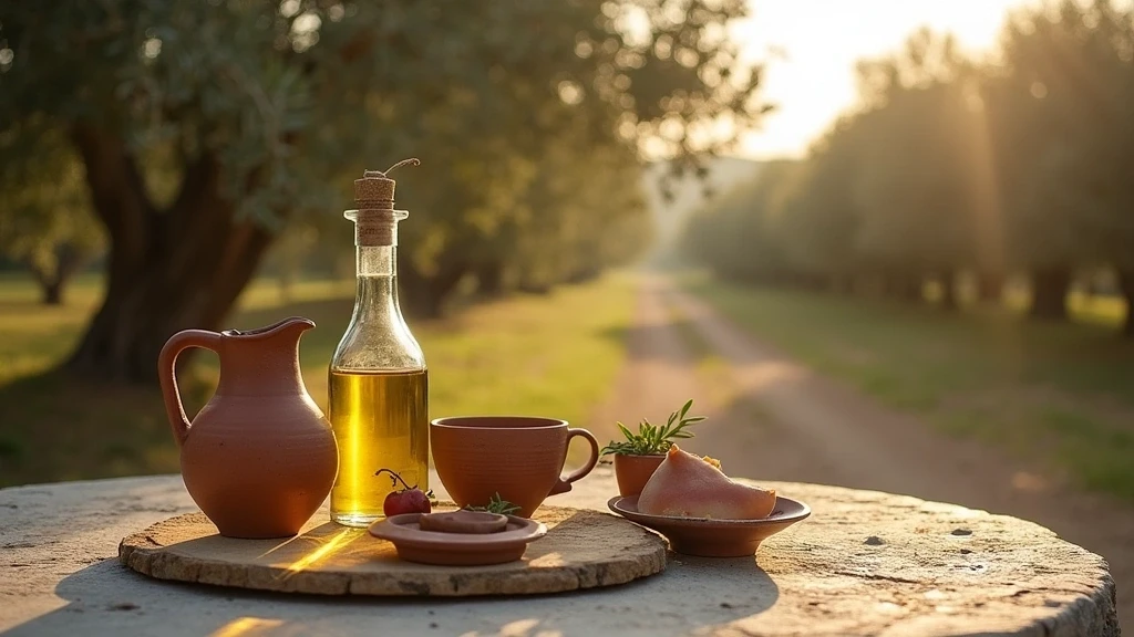 Provenzalische Toepferwaren und Olivenoel in Lourmarin im Morgenlicht