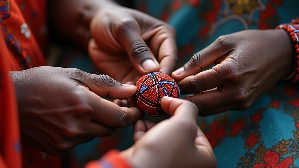 Detailaufnahme traditioneller Massai-Perlenarbeiten im Maasai Mara