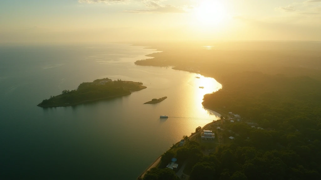 Luftaufnahme des Amazonas-Deltas am Aequator in Macapá zur goldenen Stunde